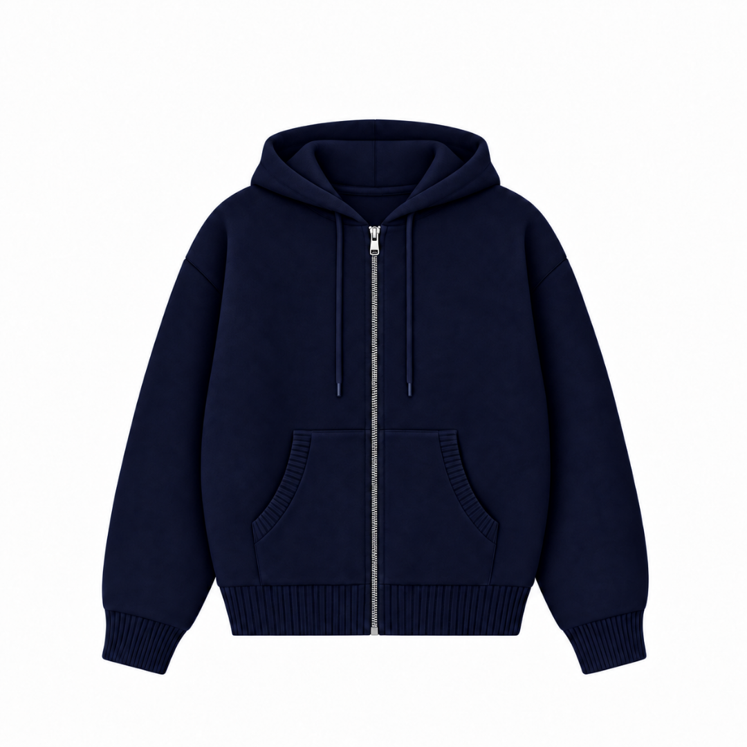 the soft-knit zippa' - navy No Sauce