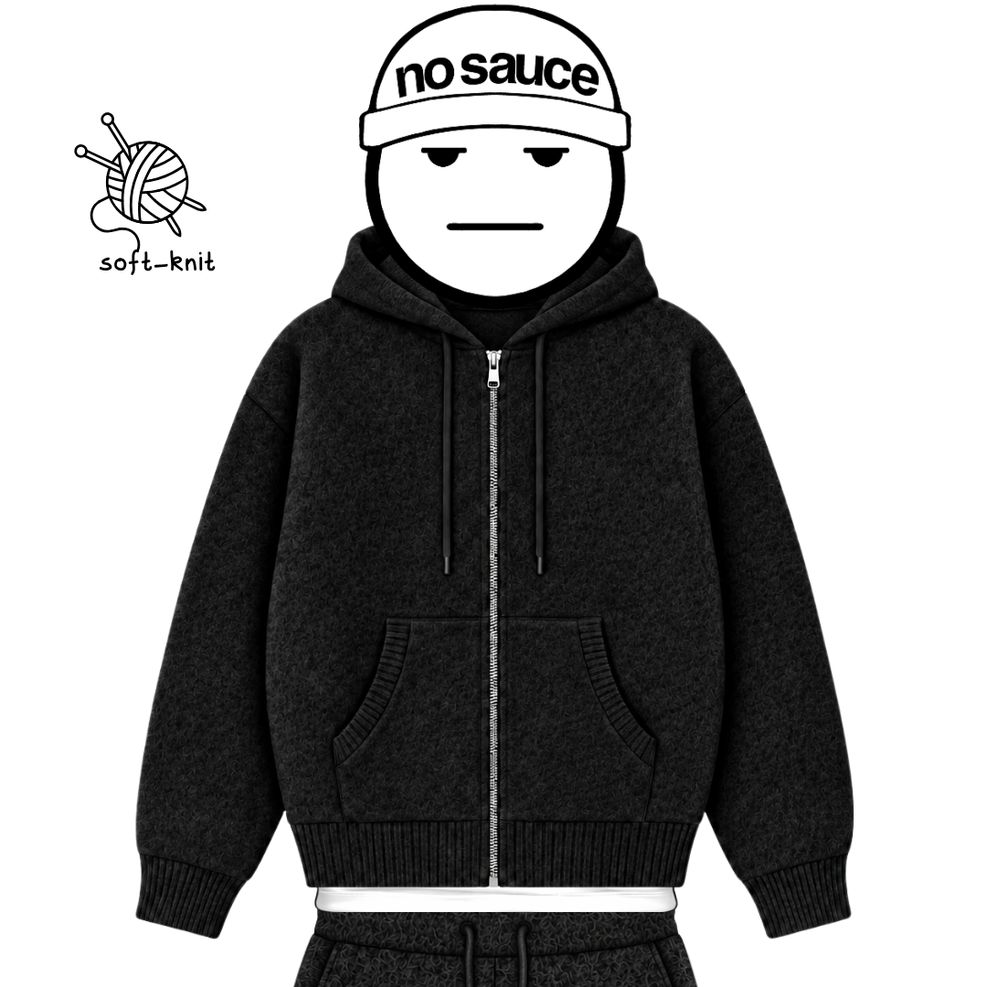 the soft-knit zippa' - black No Sauce