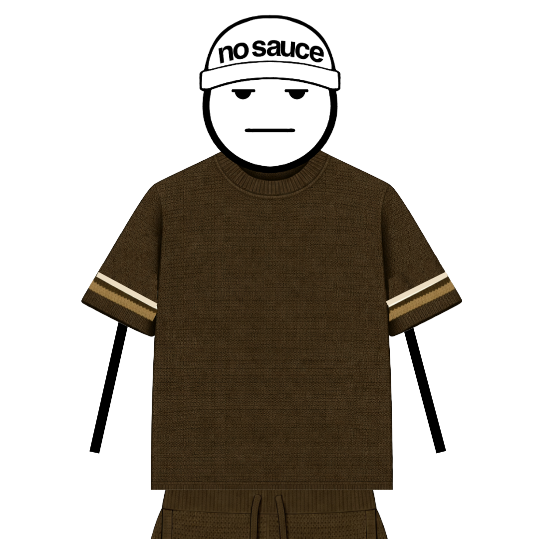 the crochet-knit stripe T-Shirt - mocha brown no sauce
