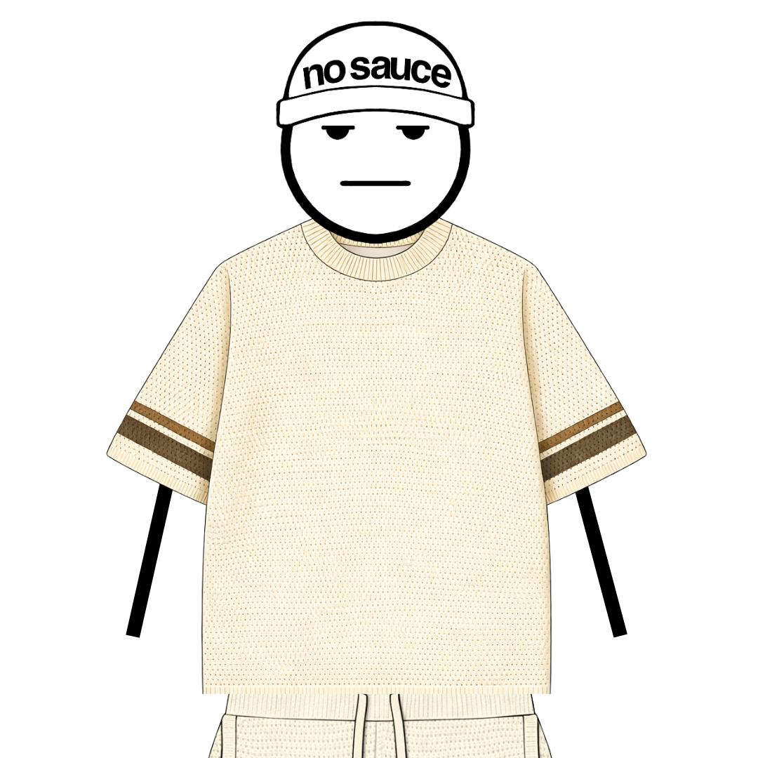 the crochet-knit stripe T-Shirt - creme no sauce