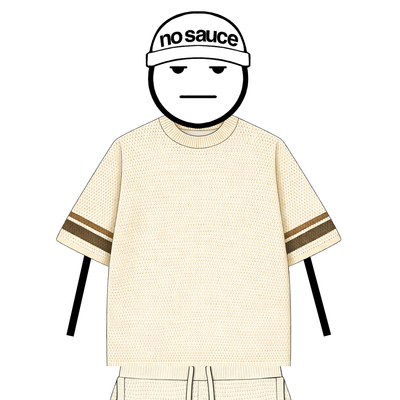 the crochet-knit stripe T-Shirt - creme no sauce