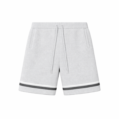 the crochet-knit stripe shorts - grey no sauce