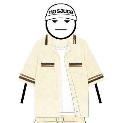 the crochet-knit stripe Shirt - creme no sauce