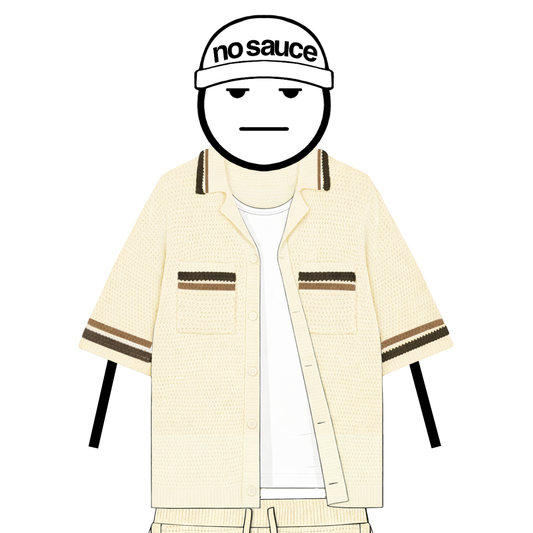 the crochet-knit stripe Shirt - creme no sauce