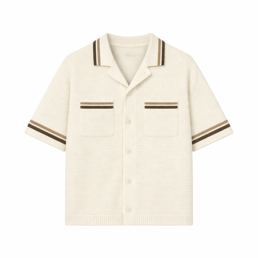 the crochet-knit stripe Shirt - creme no sauce