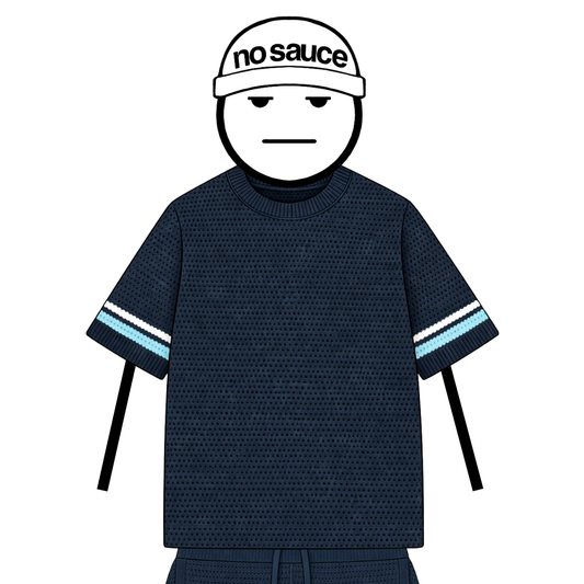 the crochet-knit stripe T-Shirt - navy no sauce