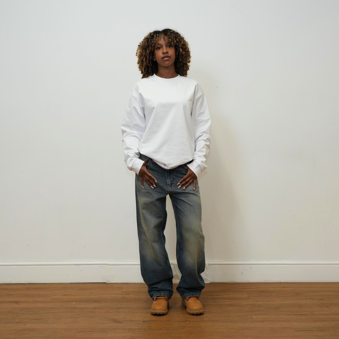 the perfect long sleeve tee - white no sauce