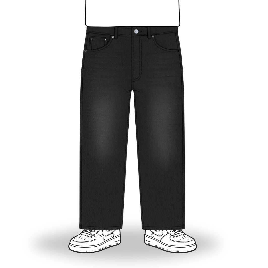 the straight leg jeans - Black