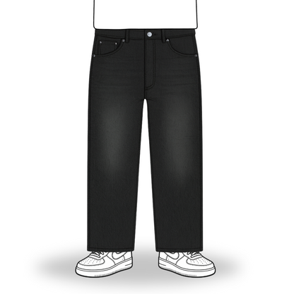 the straight leg jeans - Black